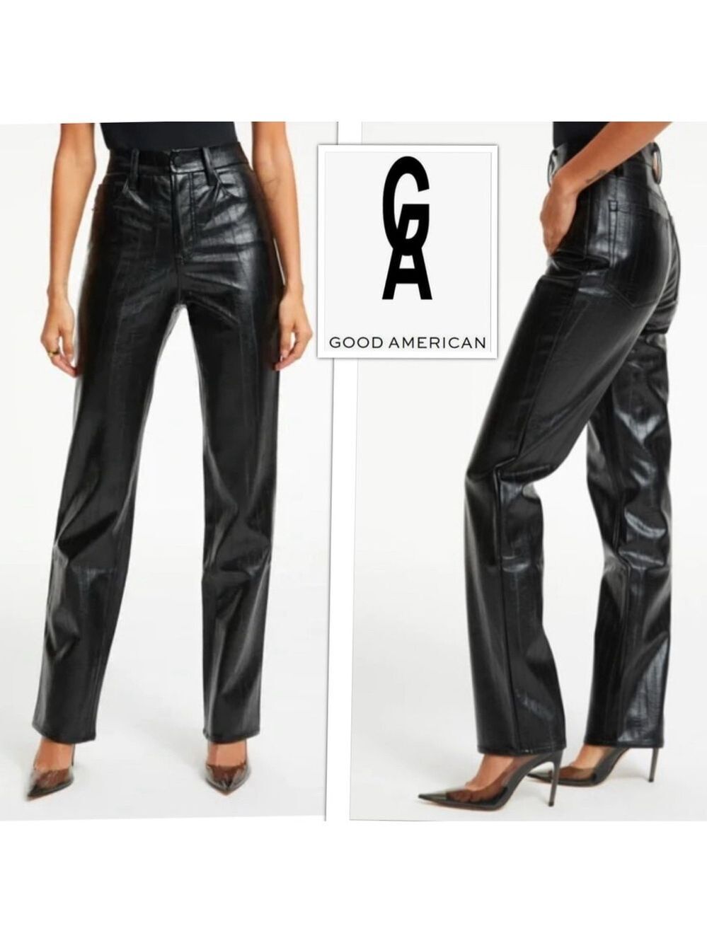 NEW Good American 90’s Style Better than Leather High Waist Straight Leg Pants 6